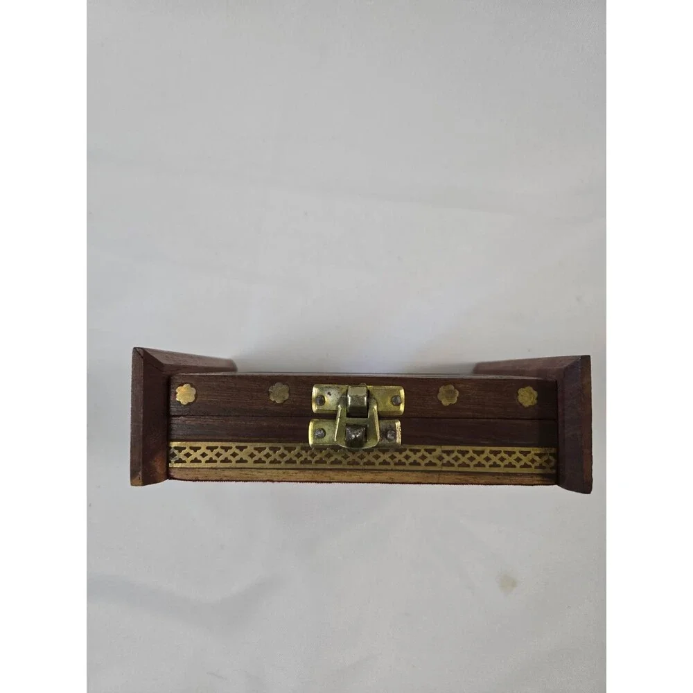 Indian Art Gemstone Painting Wooden Trinket Jewelry Box